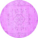 Round Machine Washable Persian Purple Traditional Area Rugs, wshtr3713pur