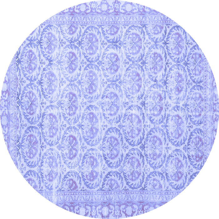 Round Persian Blue Traditional Rug, tr3714blu
