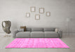 Machine Washable Persian Pink Traditional Rug in a Living Room, wshtr3714pnk