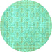 Round Persian Turquoise Traditional Rug, tr3714turq