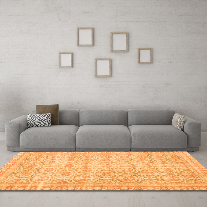 Machine Washable Persian Orange Traditional Area Rugs in a Living Room, wshtr3714org