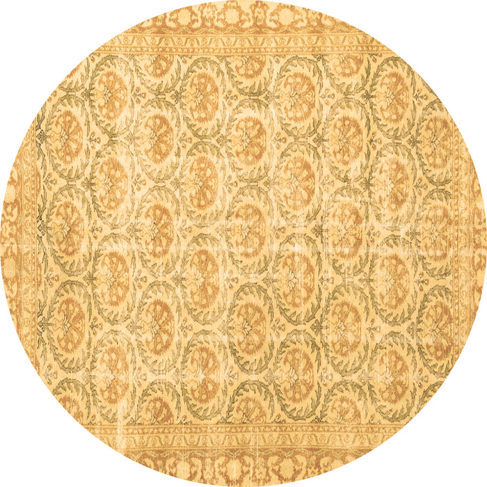 Round Machine Washable Persian Brown Traditional Rug, wshtr3714brn