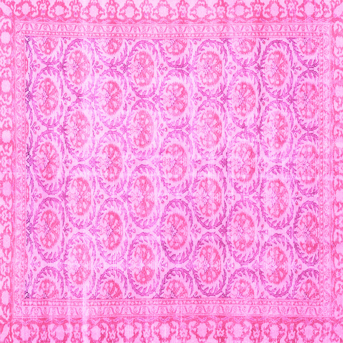 Square Machine Washable Persian Pink Traditional Rug, wshtr3714pnk