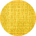 Round Machine Washable Persian Yellow Traditional Rug, wshtr3714yw