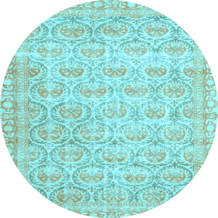 Round Persian Light Blue Traditional Rug, tr3714lblu