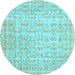 Round Persian Light Blue Traditional Rug, tr3714lblu