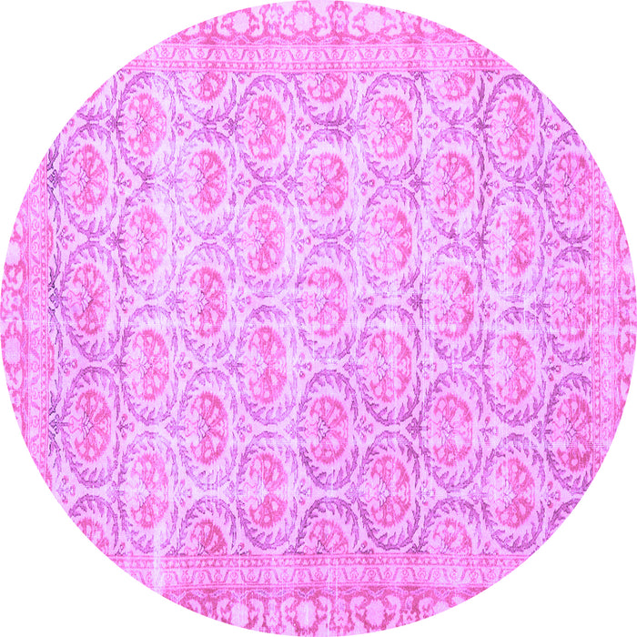 Round Machine Washable Persian Purple Traditional Area Rugs, wshtr3714pur