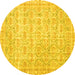 Round Persian Yellow Traditional Rug, tr3714yw