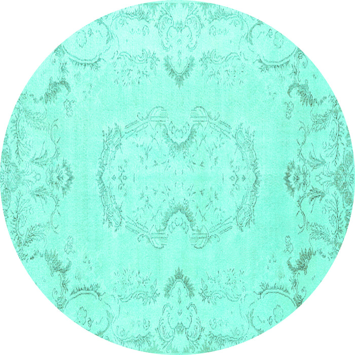 Round Persian Turquoise Traditional Rug, tr3715turq