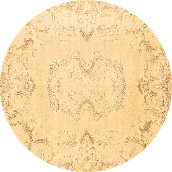 Round Machine Washable Persian Brown Traditional Rug, wshtr3715brn