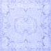 Square Machine Washable Persian Blue Traditional Rug, wshtr3715blu