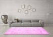 Machine Washable Persian Pink Traditional Rug in a Living Room, wshtr3715pnk
