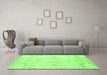 Machine Washable Persian Green Traditional Area Rugs in a Living Room,, wshtr3715grn