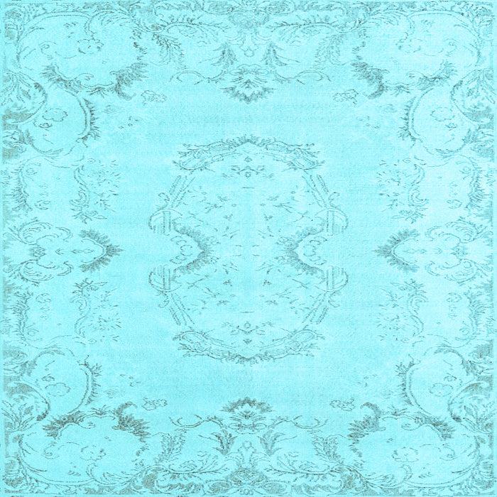 Square Machine Washable Persian Light Blue Traditional Rug, wshtr3715lblu