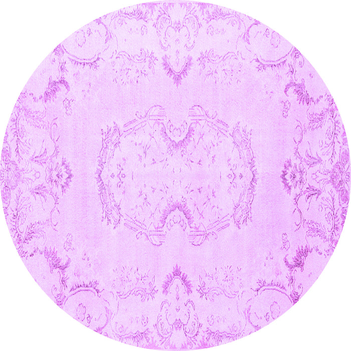 Round Persian Purple Traditional Rug, tr3715pur