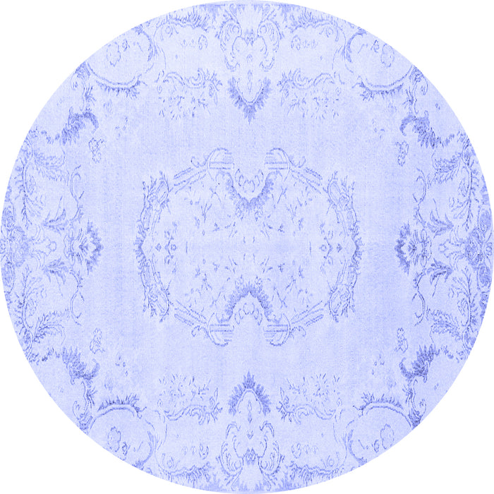 Round Persian Blue Traditional Rug, tr3715blu