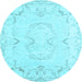 Round Machine Washable Persian Light Blue Traditional Rug, wshtr3715lblu