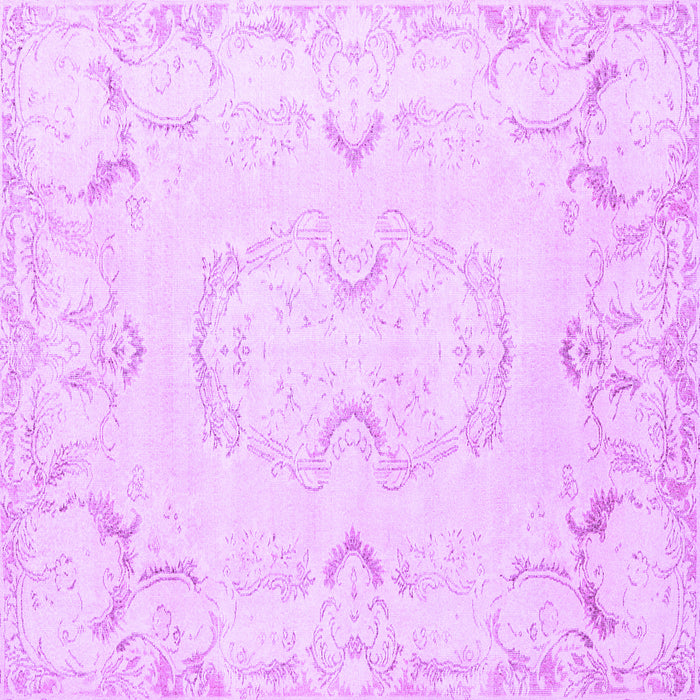 Square Machine Washable Persian Purple Traditional Area Rugs, wshtr3715pur