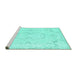 Sideview of Machine Washable Persian Turquoise Traditional Area Rugs, wshtr3715turq