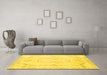 Machine Washable Persian Yellow Traditional Rug in a Living Room, wshtr3715yw