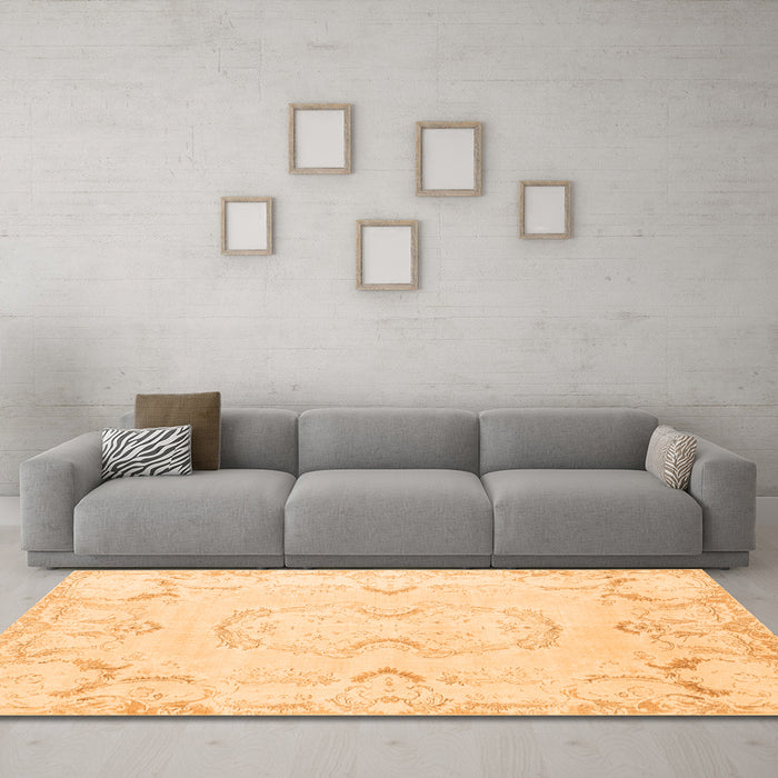 Machine Washable Persian Orange Traditional Area Rugs in a Living Room, wshtr3715org