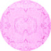 Round Machine Washable Persian Pink Traditional Rug, wshtr3715pnk