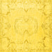Square Machine Washable Persian Yellow Traditional Rug, wshtr3715yw