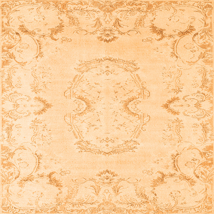 Round Machine Washable Persian Orange Traditional Area Rugs, wshtr3715org