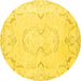 Round Persian Yellow Traditional Rug, tr3715yw