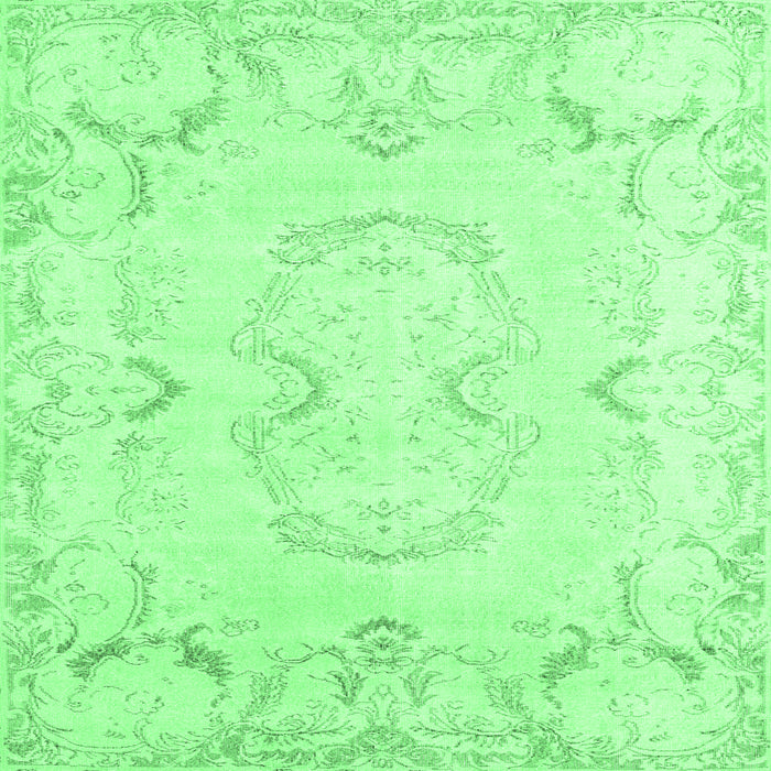 Square Machine Washable Persian Emerald Green Traditional Area Rugs, wshtr3715emgrn
