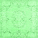 Square Machine Washable Persian Emerald Green Traditional Area Rugs, wshtr3715emgrn
