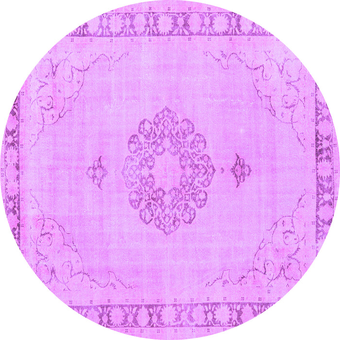 Round Machine Washable Persian Purple Traditional Area Rugs, wshtr3716pur
