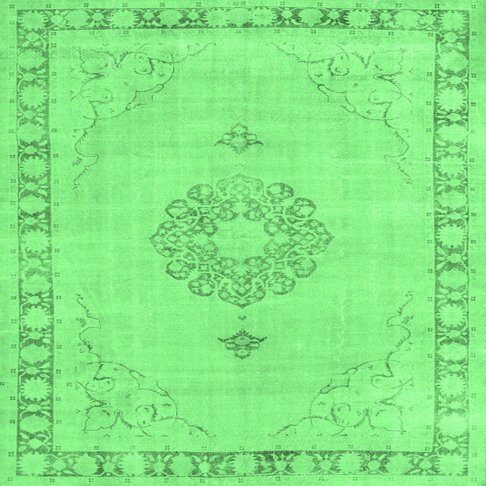 Square Machine Washable Persian Emerald Green Traditional Area Rugs, wshtr3716emgrn