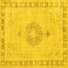 Square Machine Washable Persian Yellow Traditional Rug, wshtr3716yw