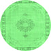 Round Persian Emerald Green Traditional Rug, tr3716emgrn