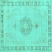 Square Persian Turquoise Traditional Rug, tr3716turq