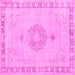 Square Machine Washable Persian Pink Traditional Rug, wshtr3716pnk