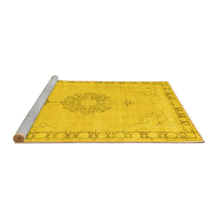 Sideview of Machine Washable Persian Yellow Traditional Rug, wshtr3716yw
