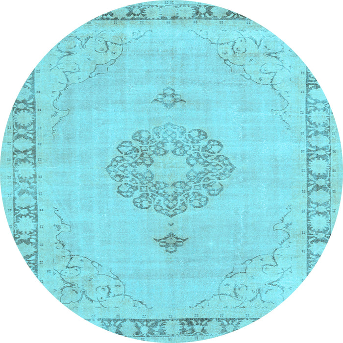 Round Persian Light Blue Traditional Rug, tr3716lblu
