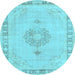 Round Persian Light Blue Traditional Rug, tr3716lblu