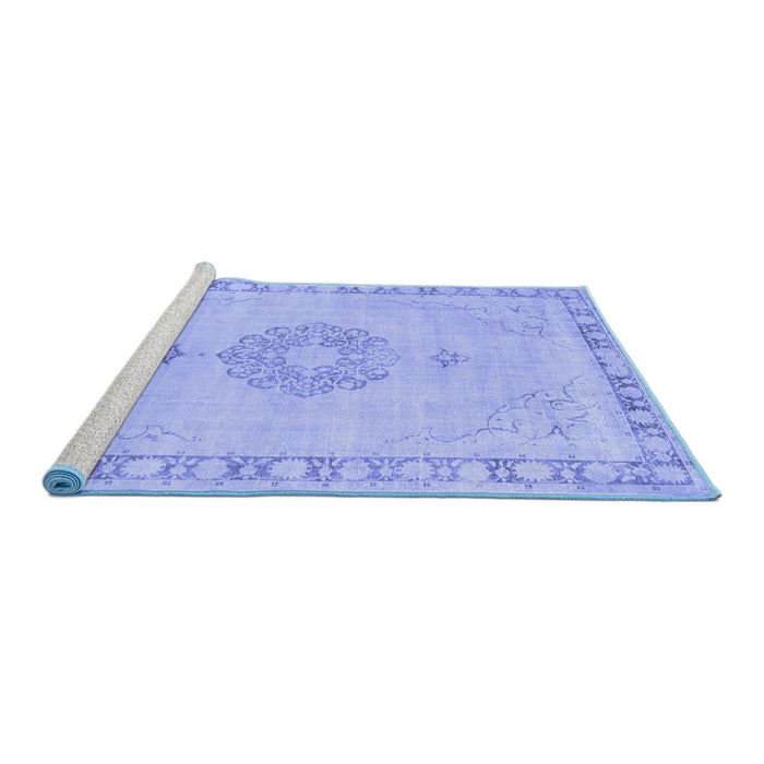 Sideview of Machine Washable Persian Blue Traditional Rug, wshtr3716blu
