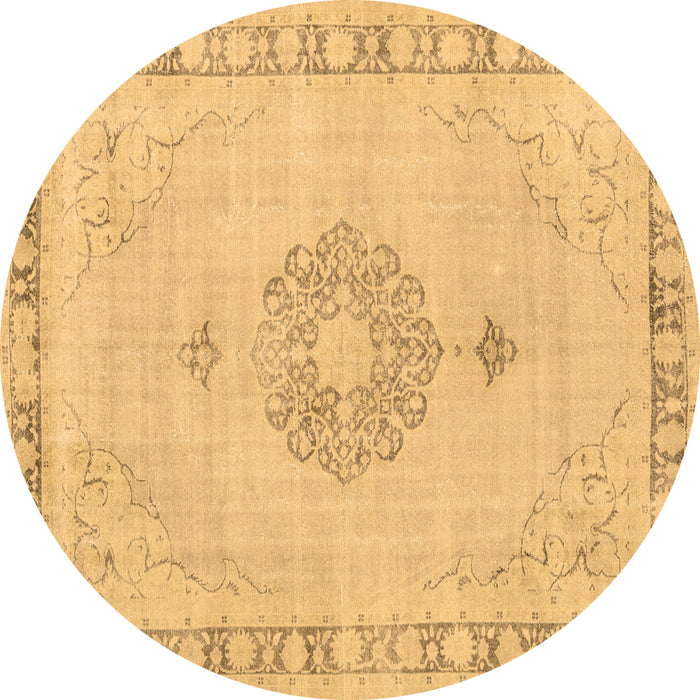 Round Machine Washable Persian Brown Traditional Rug, wshtr3716brn