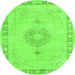 Square Persian Green Traditional Rug, tr3716grn
