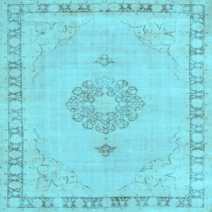 Square Machine Washable Persian Light Blue Traditional Rug, wshtr3716lblu