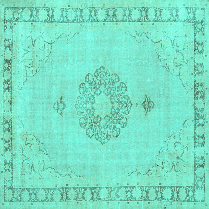Square Machine Washable Persian Turquoise Traditional Area Rugs, wshtr3716turq