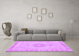 Machine Washable Persian Purple Traditional Area Rugs in a Living Room, wshtr3716pur