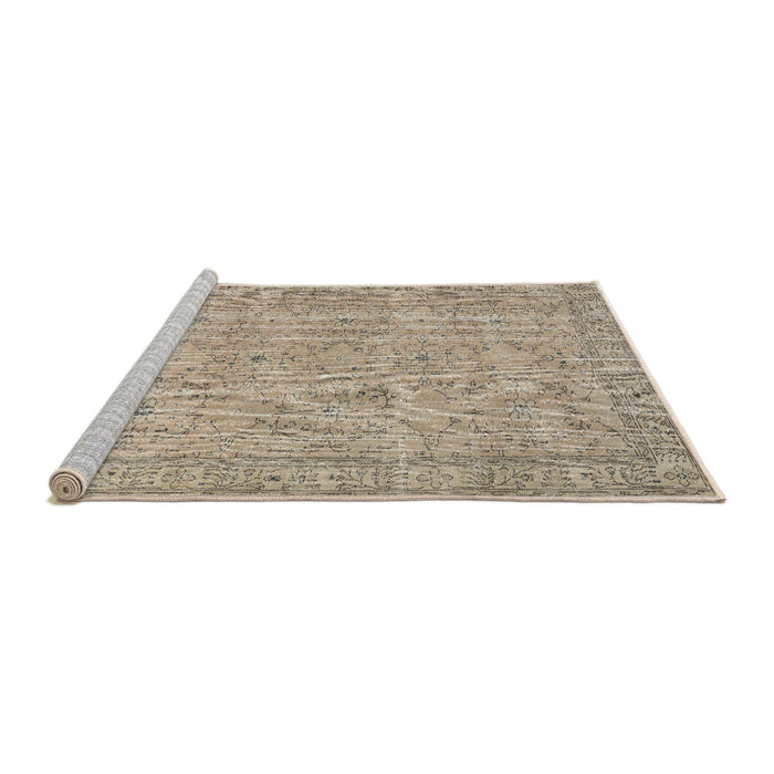 Sideview of Machine Washable Traditional Dark Almond Brown Rug, wshtr3717