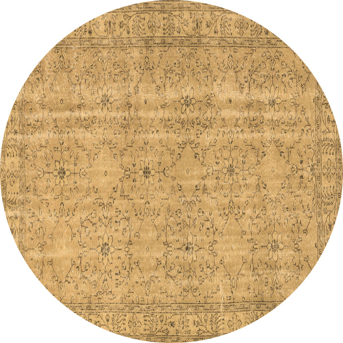 Round Persian Brown Traditional Rug, tr3717brn