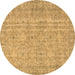 Round Persian Brown Traditional Rug, tr3717brn