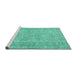 Sideview of Machine Washable Persian Turquoise Traditional Area Rugs, wshtr3717turq